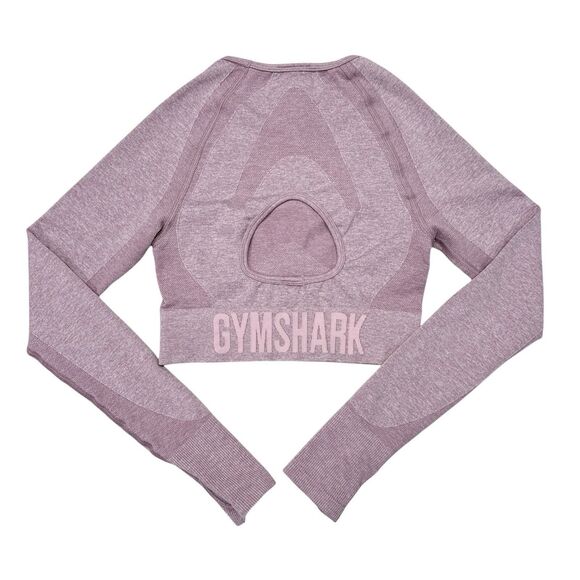 Gymshark‎ Flex Sports Long Sleeve Crop Top Size Small Pink Seamless Gym Workout - Picture 2 of 8